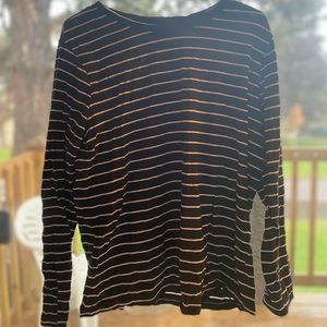 Time and Tru Black White Striped Long Sleeve Shirt